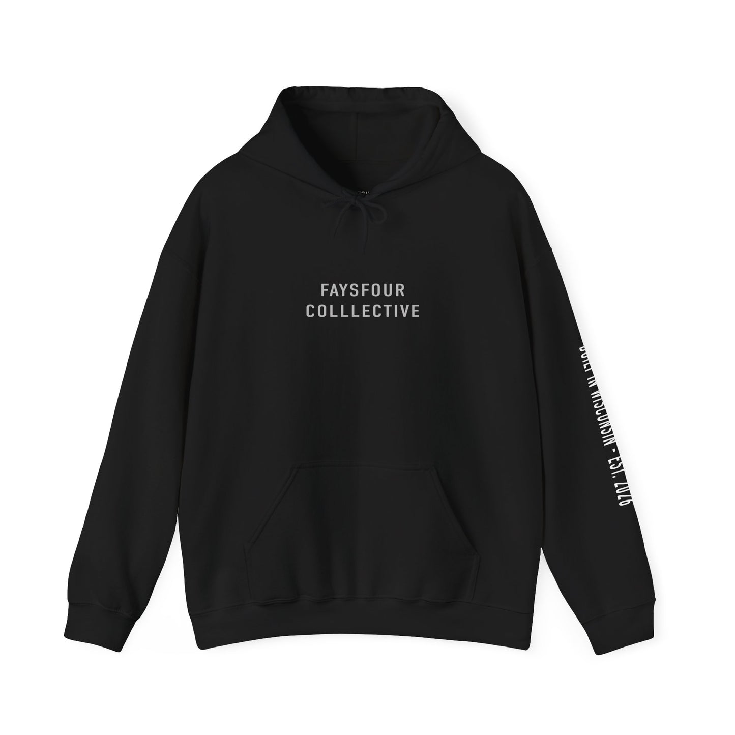 Faysfour Collective Logo Hoodie — Minimal Black Streetwear Pullover