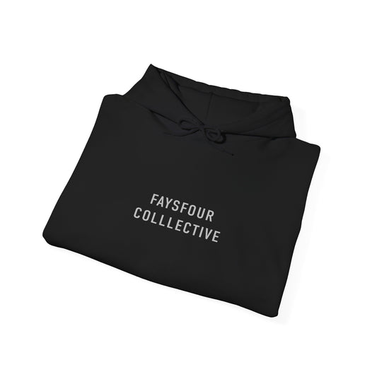 Faysfour Collective Logo Hoodie — Minimal Black Streetwear Pullover